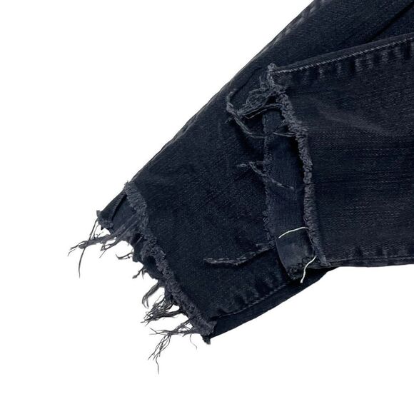 Mother The Stunner Step Fray Jeans Not Guilty Black Women’s Size 27 Raw Hem - Picture 5 of 13
